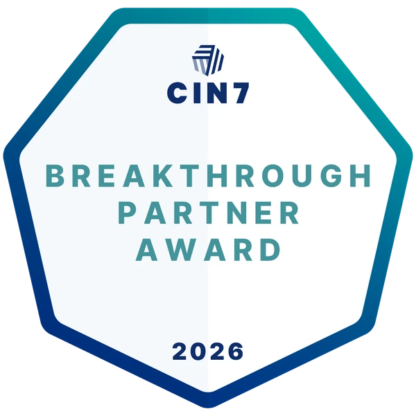 Cin7 Breakthrough Partner Award 2026 badge